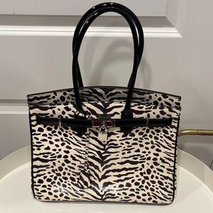 Stylish Black and Cream Zebra Print Satchel